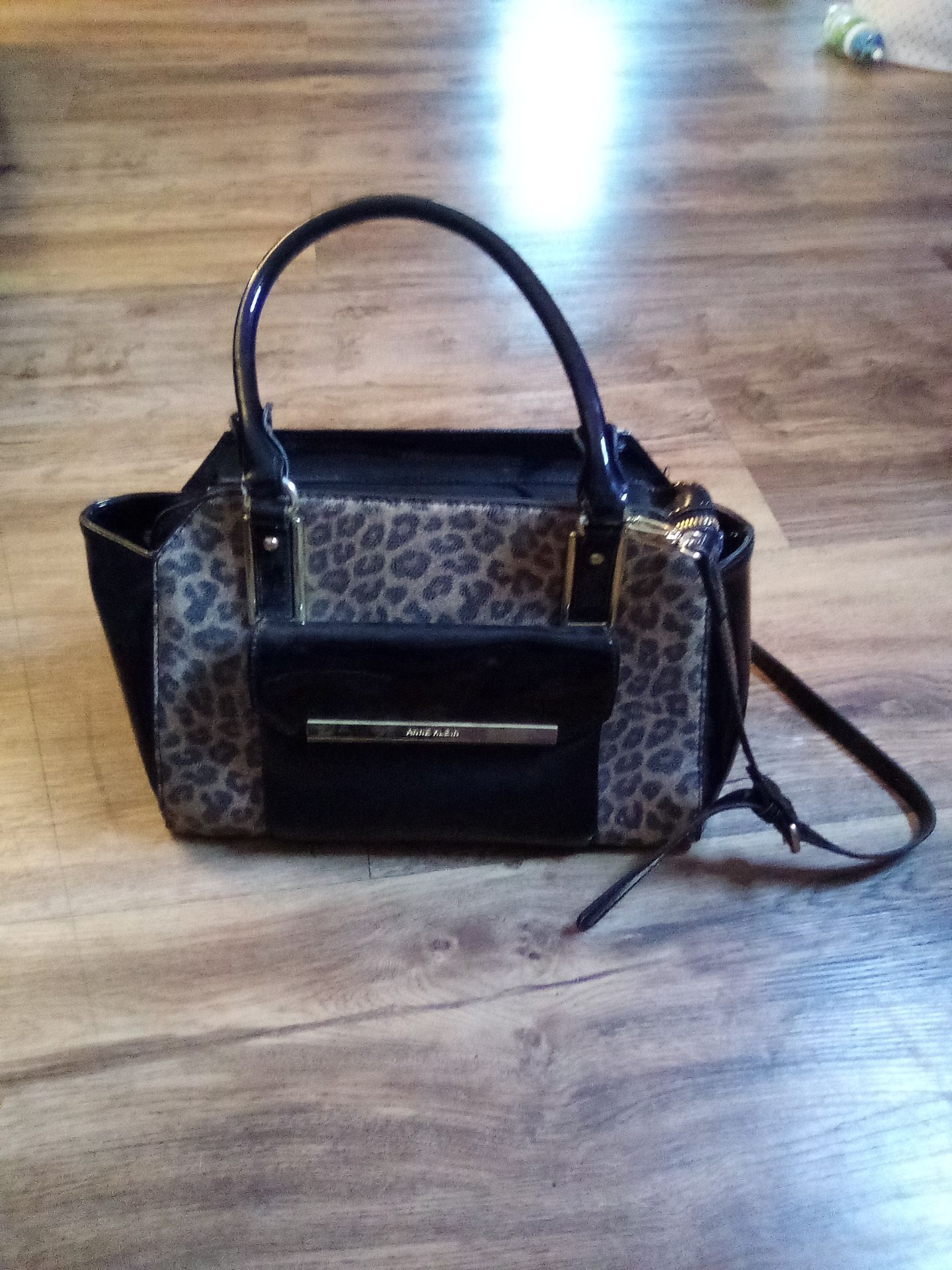 Leopard print Anne Klein purse w/ polkadot