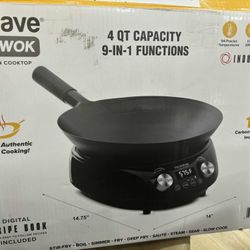 Nuwave Induction Hot Wok with 14" Carbon Steel Wok, Glass Lid & Stand