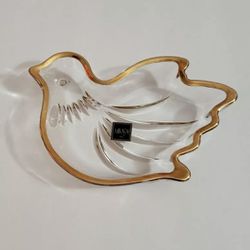 Mikasa Crystal Peace Dove Candy Dish Gold Trim