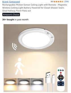 Rechargeable Motion Ceiling Light With Remote 