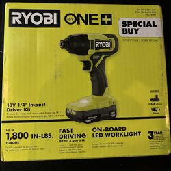 Ryobi 18V Cordless 1/4 in. Impact Driver Kit with 1.5 Ah Battery and Charger