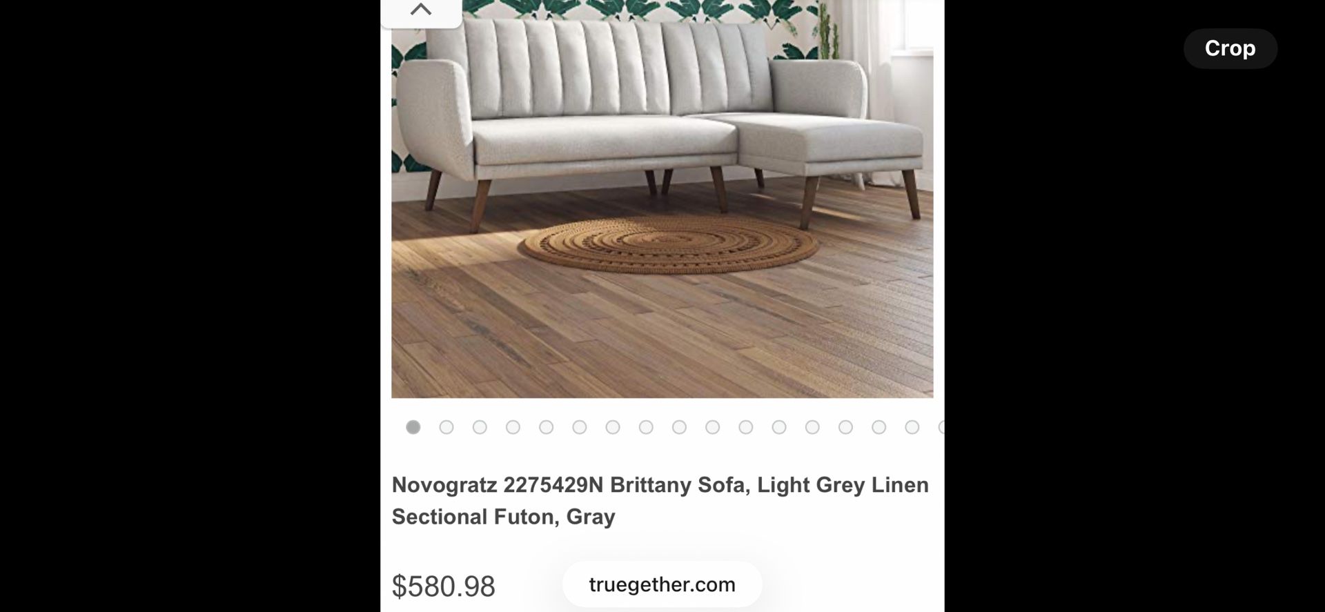 Novogratz Brittany Sofa, Light Grey Linen Sectional Futon, Gray