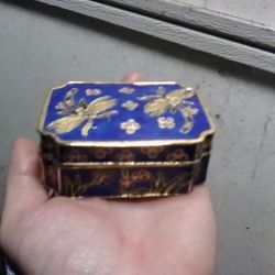 Antique Dragonfly Metal Jewelry Box