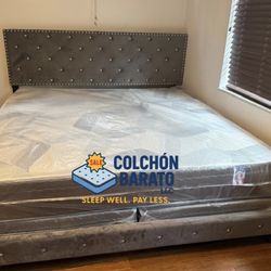 NEW BED FRAME KING WITH MATTRESS AND BOX SPRING 3 PCS