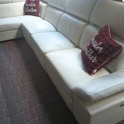 SECTIONAL GENUINE LEATHER RECLINER ELECTRIC WHITE COLOR .. Delivery SERVICE AVAILABLE 🚚💥🚚