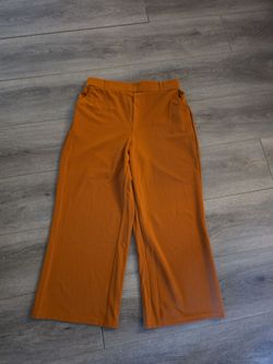 Burnt Orange Wide-Leg Cropped Trousers