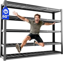60" W Garage Shelving Heavy Duty 5 Tier Adjustable Metal Shelve 3030LBS Heavy Duty for Commercial,Pantry, Kitchen,Warehouse,Basement