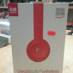 Beats Solo3 Wireless On-Ear Headphones - Apple W1 Headphone Chip, Class 1 Bluetooth, 40 Hours of Listening Time, Built-in Microphone - Red