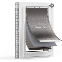 Baboni 3-Flaps Pet Door for Interior and Exterior Doors, Durable Plastic Frame- Medium