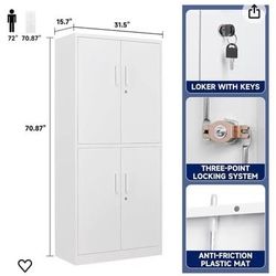 😀 Metal Storage Locking Cabinet with 4 Doors and 2 Adjustable Shelves,71" Lockable Garage Tall Steel Cabinet