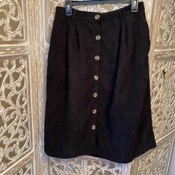 Unbranded black corduroy midi skirt with pockets size 10
