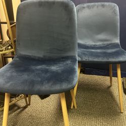 Gorgeous Royal Blue Velvet & Mango Wood Chairs