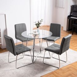 Glass Dining Table & Chairs Sets, 4 Seats, Dining Table & Chairs