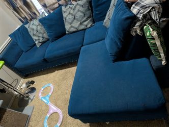 Blue velvet sectional