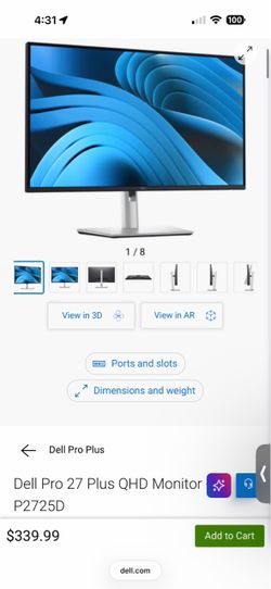 Dell Pro 27 Plus QHD Monitor - P2725D