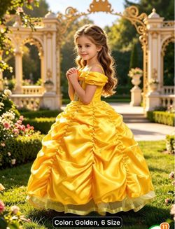 Girls Yellow Princess Ball Gown Size 6