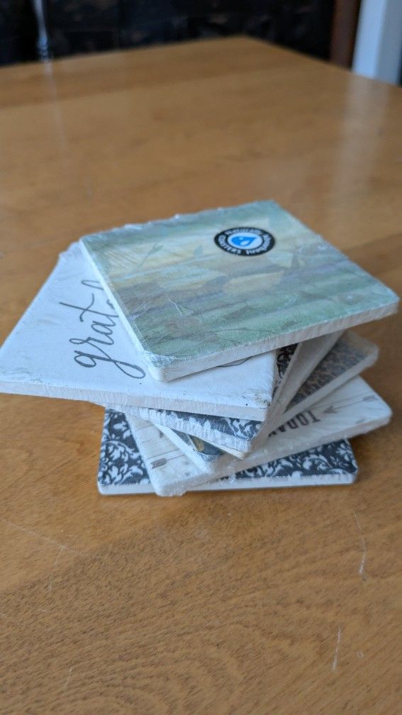 Set Of 7 Decorative Ceramic Drink Coasters