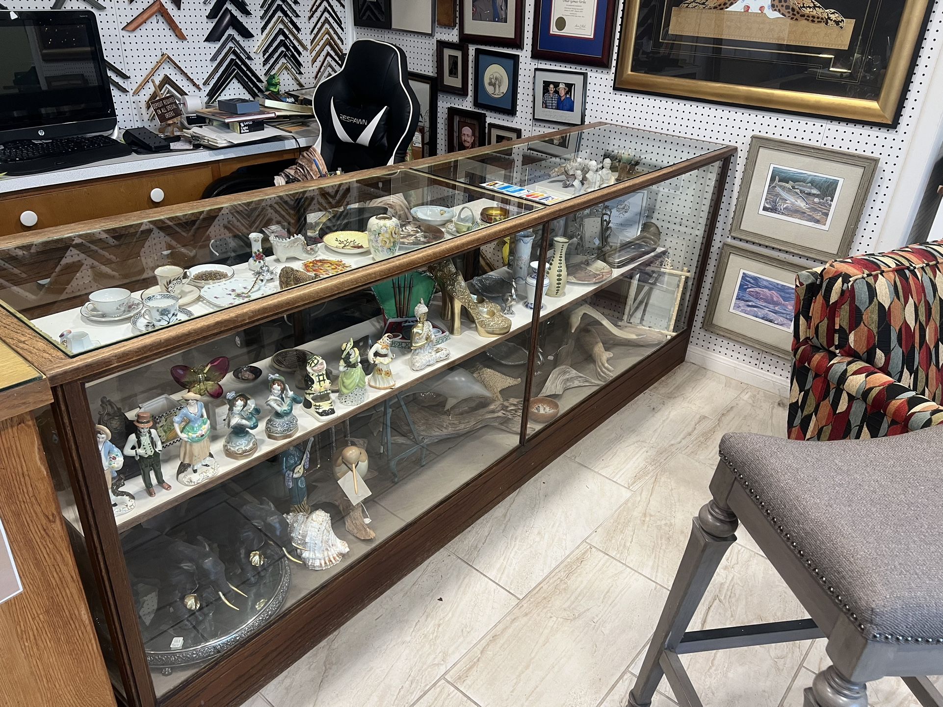 Vintage Wooden Glass Display Case Solid Oak