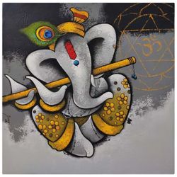 Ganesha Acrylic Canvas Painting