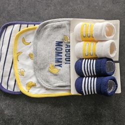 Baby Bibs And Socks - Brand New