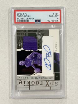 2003 SPx Chris Bosh Auto Jersey Rookie 014/750 PSA 8