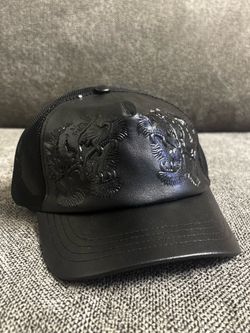 Gucci leather engraved hat