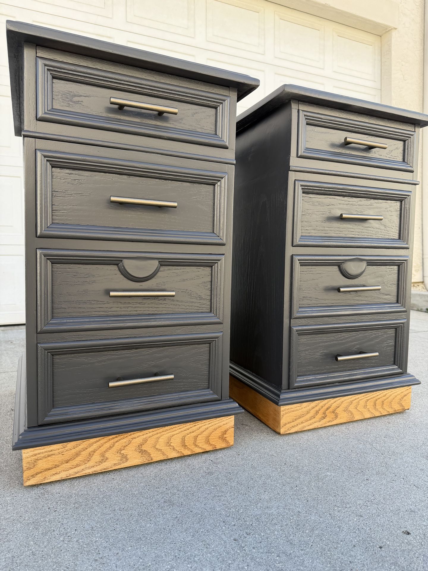 Refinished Oak Modern End Tables Night Stands Large End Tables