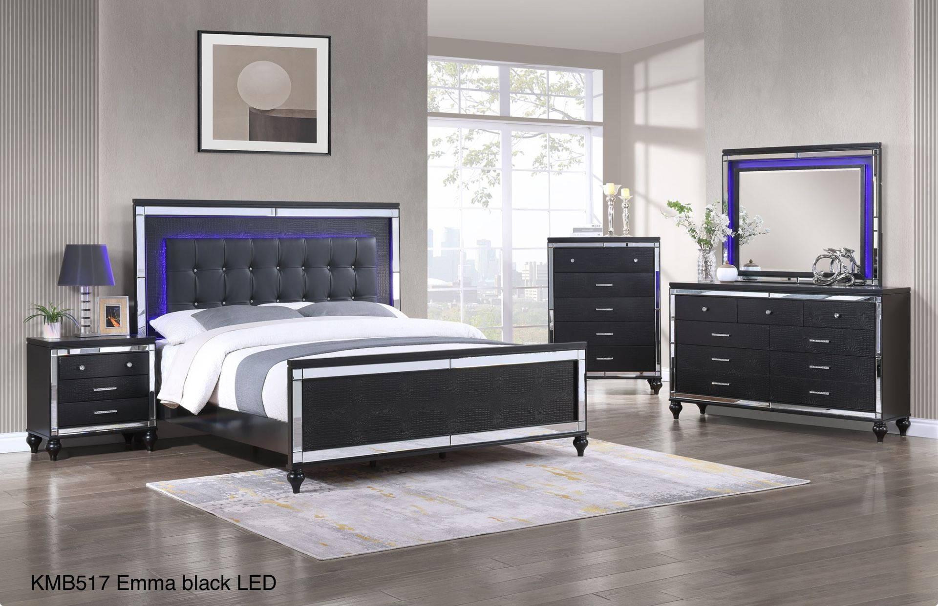 New LED Queen Black Bedroom 4 Pc Set K Furniture & More 5513 8th Street W Suite 10 Lehigh 