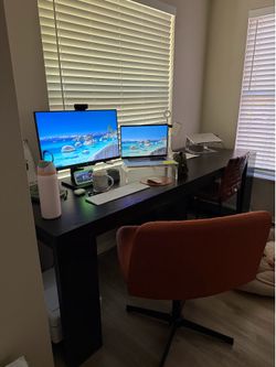 Black oversized desk 86 inches