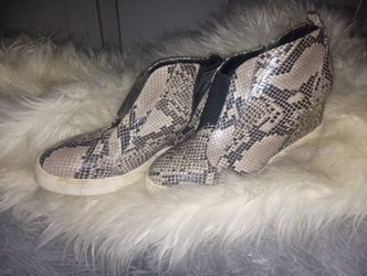 Snakeskin Wedged Boots Size Nine