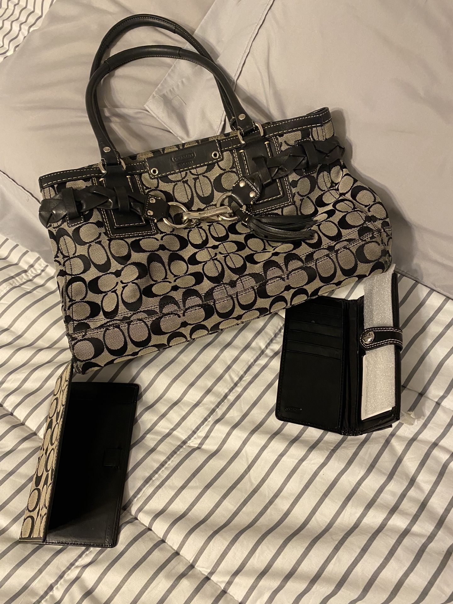 Matching COACH purse, checkbook cover and wallet