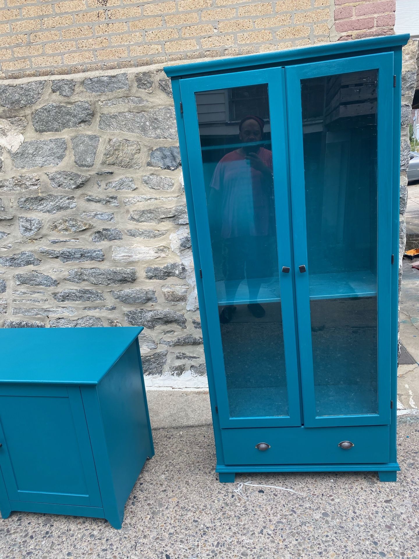 Beautiful hand painted Cabinet Turquoise