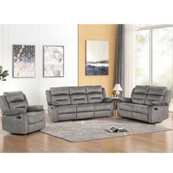 3pcs Gray Reclining Sofa Set Clearance Sale Limited Time $1,099 
