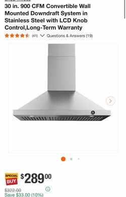30 in. 900 CFM Stainless Steel Wall Mount Range Hood