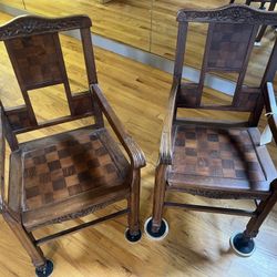 Pair Of English Chess Armchairs