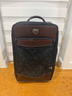 Brighton 23" Brown and Black Wheeling Luggage Suitcase Travel Bag