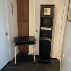 Desk, small and cabinets