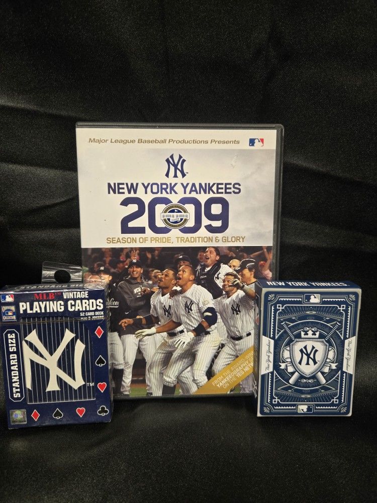 New York Yankees Lot Of 2 Playing Card Decks And 2009 DVD