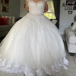 Wedding Dress, crown, and veil