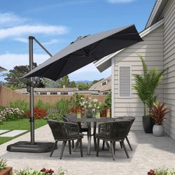 PURPLE LEAF Rectangle 8x8 ft Patio Economical Umbrella. Excluding Base.Grey