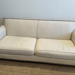 Beige Nailhead Sofa