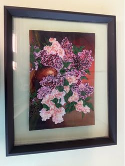 Vintage Lilacs in Bloom" – Framed Handcrafted Bead Art