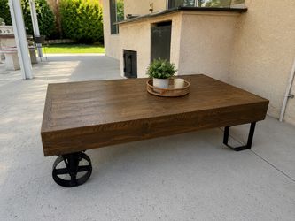 Rustic Industrial Solid Wood Coffee Table