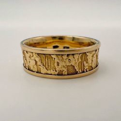 Jewelry 18k Rose Gold Organic Texture Band Ring 7mm Size 8.75