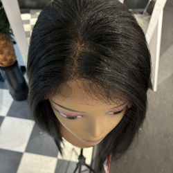 Black Straight, Long Human Hair Blend