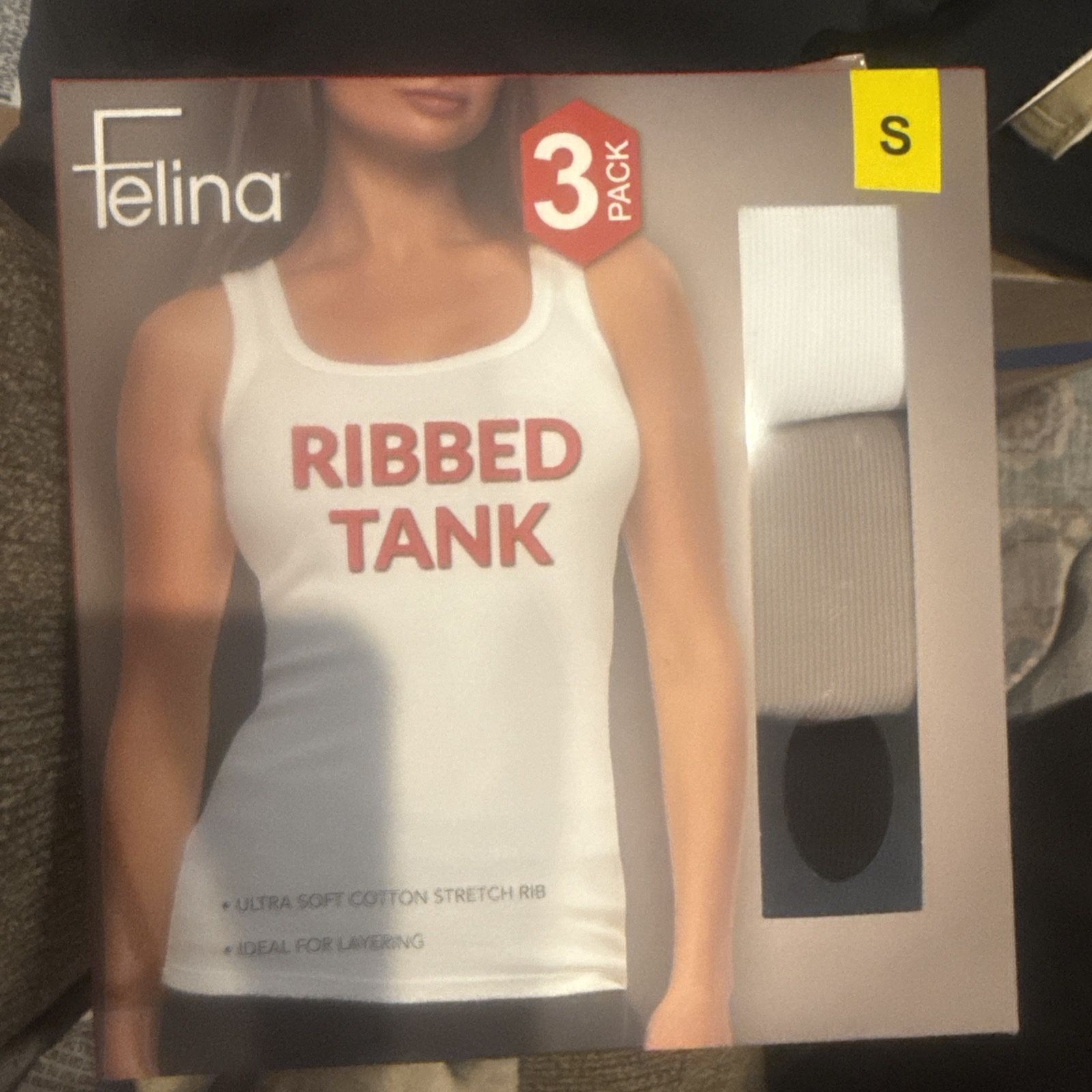 Felina Ladies' 3-Pack Ribbed Tank Tops Ultra Soft Cotto