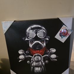 16"×16" Dog On Motorcycle Picture