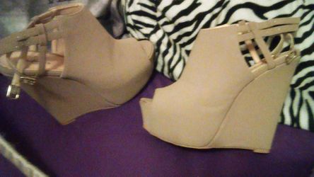 Cute tan suede wedges