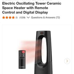 Lasko Bladeless 1500W 28 in. Black Electric Oscillating Tower - NEW