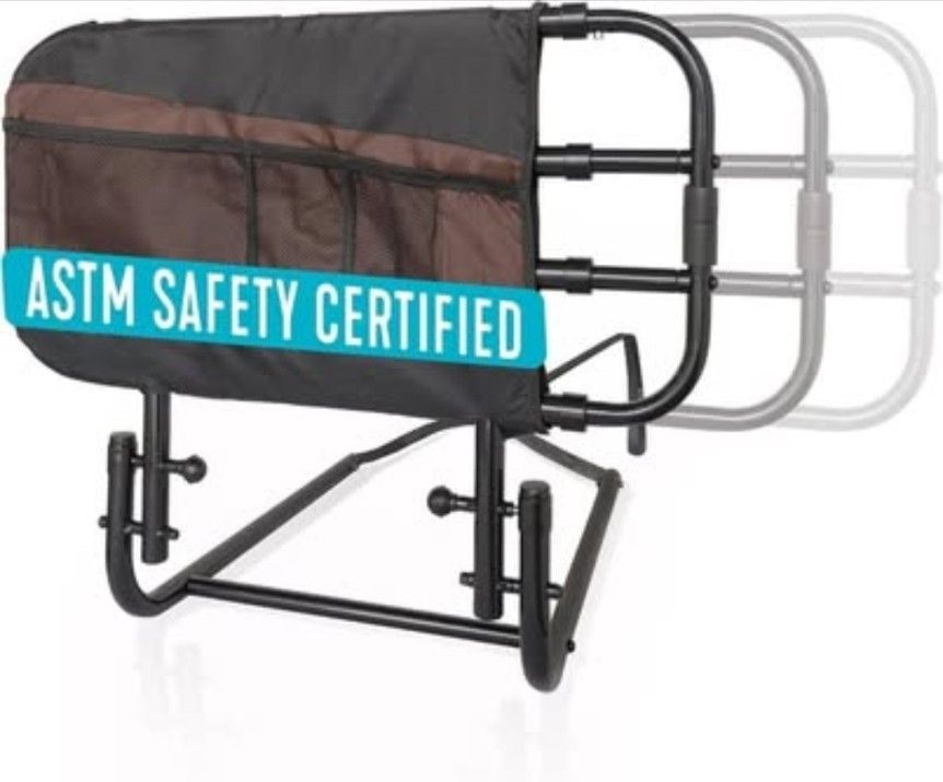 Adjustable Senior Bedrail Safety Assist Railing, Black, 26" to 42" NEW